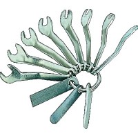 Klíče pro rozdělovače na kroužku, 8 klíčů, měrka, šroubovák