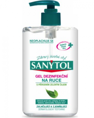 Sanytol Dezinfekční gel na ruce – přírodní zelený čaj -250 ml 