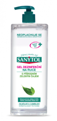 Sanytol Dezinfekční gel na ruce – přírodní zelený čaj -500 ml 