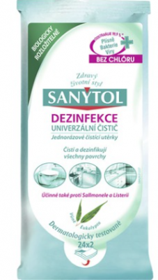 Sanytol Dezinfekční jednorázové utěrky - Vůně eukalyptu 24x2 