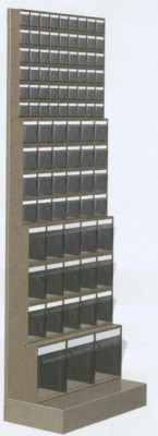 FAMEPLA Regál stojanový s plast.uniboxy, 600x325x1750 mm, 14 uniboxů 