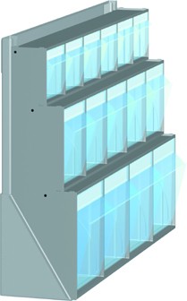 FAMEPLA Stojan stolní s plast.uniboxy, 610x150x500 mm, 3 x uniboxy 