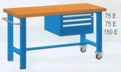 FAMEPLA Stůl pracovní pojízdný, 2xstol.noha, 1xzásuvk.skříň 2000mm 