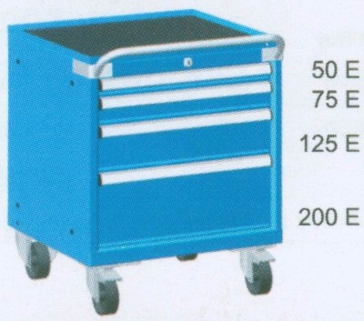 FAMEPLA Vozík pojízdný na nářadí, výška 705 mm, 4 zásuvky E 